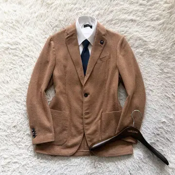 [ 새상품급 ] LARDINI 카멜 100% 자켓 부토니에르 사이즈 44