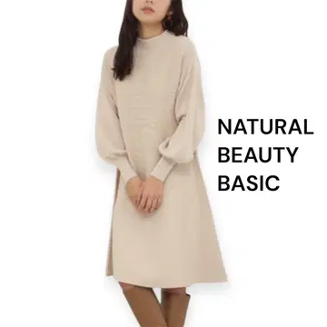 NATURAL BEAUTY BASIC 총침 미니 니트 원피스 베이지