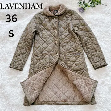 LAVENHAM 라벤햄 보아 안감 퀼팅 롱 코트 둥근 카라 속기모