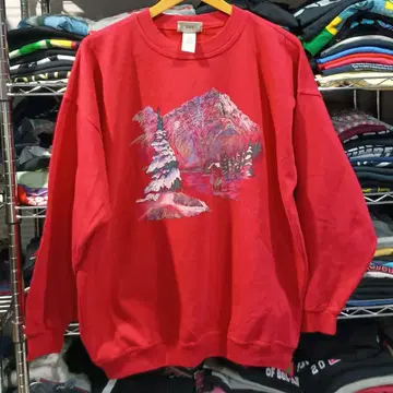 빈티지 USA 구제 의류 풍경화 자연 아트 애니멀 맨투맨