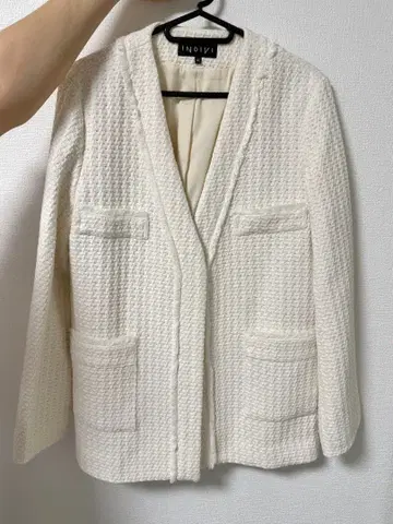 INDIVI 화이트 노카라 자켓 40