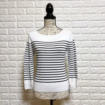 a.v.v standard S 보더 니트 레이온 혼방 보트넥