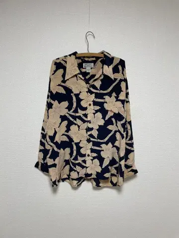 AVANTI 실크지 알로하 셔츠 긴팔 오픈 카라 silk