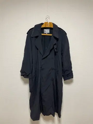 90s 굿 레귤러 나일론지 오버코트 트렌치코트 블랙