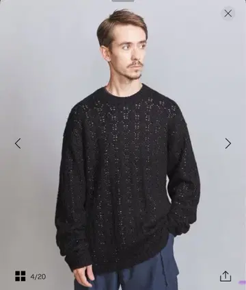 [ 미사용 ] BEAUTY&YOUTH 리프 패턴 모헤어 믹스 니트