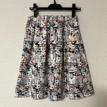 패턴 플레어 스커트 무릎 기장 L