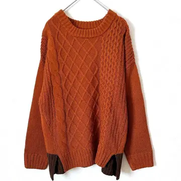 잔파 니트 스웨터 아크릴 100% 오렌지 M 상의 긴팔