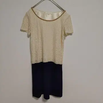 로페 원피스 레이스 원피스 아이보리 네이비 원피스