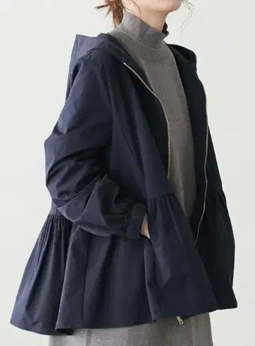 Pierrot 헴 플레어 후디 블루종 [ L 사이즈 ] [ 네이비 ]