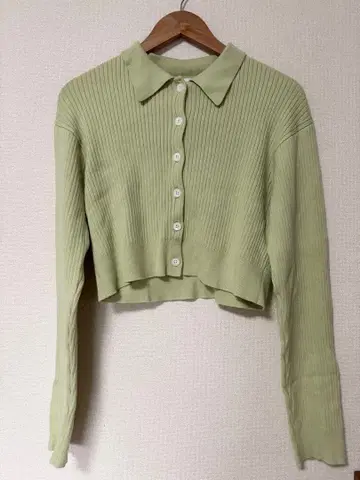 6 로쿠 니트 가디건 라임 컬러 숏 기장