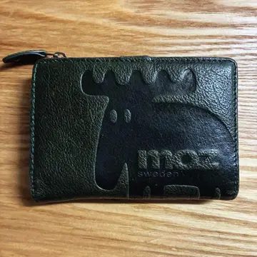 moz 엘크 모티브 이단 접이식 지갑 올리브 그린