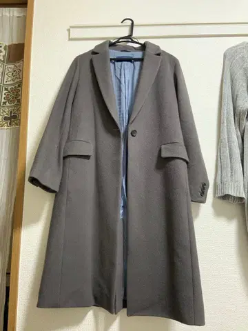 그레이 체스터 코트 울 혼방