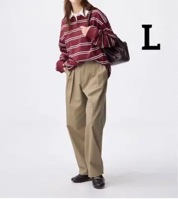 미사용 새상품 GU 치노 배럴 레그 턱 팬츠 L