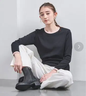 유나이티드 애로우즈 리브 바이컬러 파이핑 티셔츠