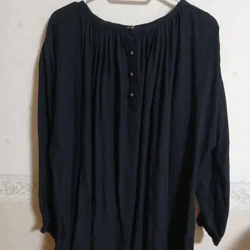 cheer 블랙 긴팔 린넨 원피스 앞 버튼 포함 린넨 100%