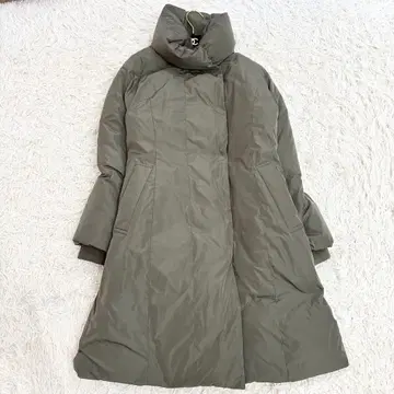 LOUNIE 다운 코트 카키 스탠드 카라 숄카라