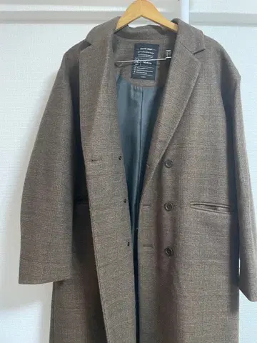 브라운 더블 브레스트 체스터 코트