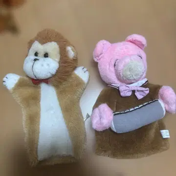 사자와 돼지 장갑형 봉제 인형 세트