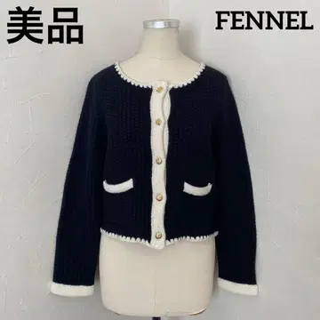 새상품급 FENNEL 노카라 니트 자켓 가디건 골드 버튼 M