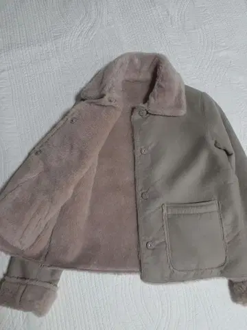 [ 미사용 ] 핑크 베이지 플리스 자켓 S