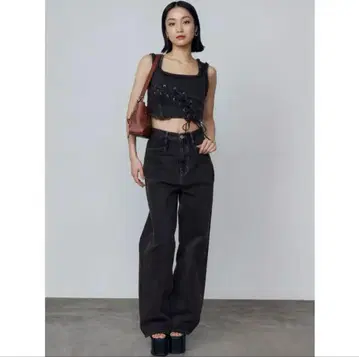 EMODA 컷오프 저스트 허리 데님 청바지 에모다