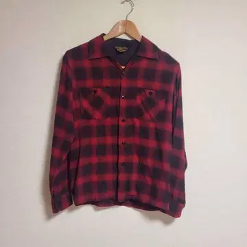 쿠티 COOTIE 옴브레 체크 셔츠 긴팔 오픈 카라 셔츠 레이온