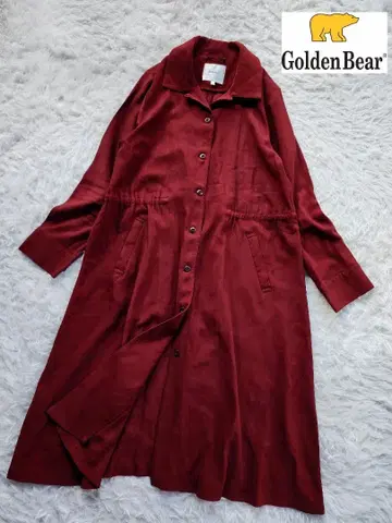 골든 베어 롱 코트 크림슨