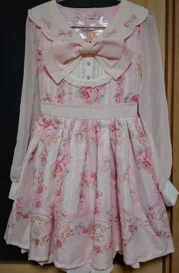 리즈리사 마이멜로디 콜라보 패널 무늬 세일러 원피스 핑크 새상품