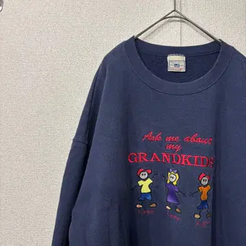 리 맨투맨 자수 로고 네이비 미국 빈티지 의류 XL 상당 2994