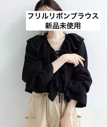 kastane 프릴 리본 블라우스 블랙 택 포함 미사용 새상품