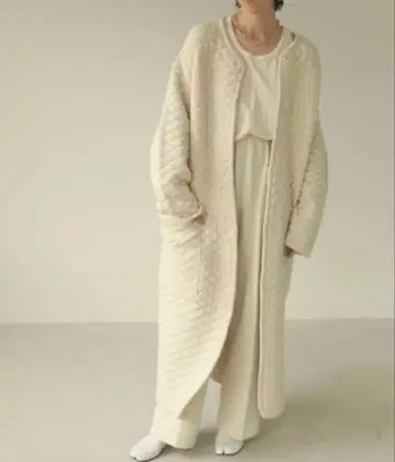 todayful 퀼팅 니트 코트 화이트 38