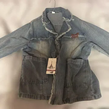 데님 자켓 프린지 가공 나비 포함