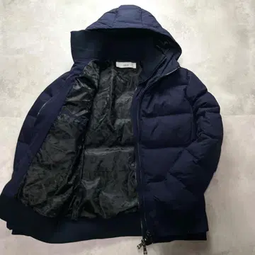 새상품급 AKM 레이어드 디자인 다운 자켓 후드 네이비 카모플라쥬 XL