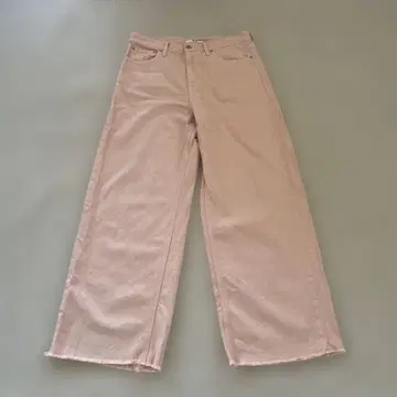 새상품급 유니클로C 와이드 스트레이트 청바지 핑크 사이즈 27인치 프린지