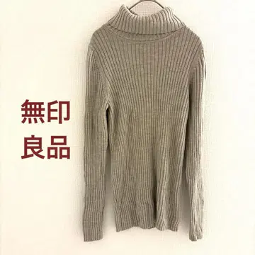 무인양품 울 하이넥 터틀넥 니트 베이지 L 여성용