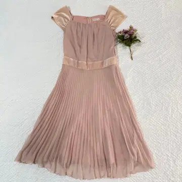 BRIGITTE 더스티 핑크 플리츠 원피스 벨벳 결혼식 파티