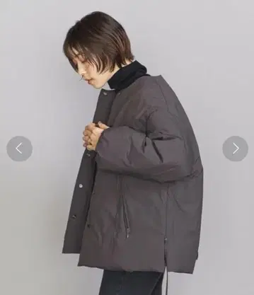 뷰티앤유스 유나이티드 애로우즈 머플러 다운 자켓 노카라