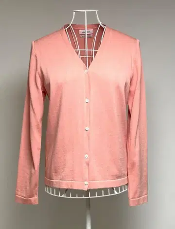 핑크 V넥 가디건 긴팔/뉴요커/M 사이즈/100% 천연 소재