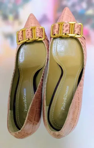 Pinky&Dianne 로즈 핑크 화려한 악어 엠보싱 하이힐 파티