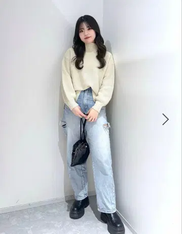 LOWRYSFARM CONE 스트레이트 데님 사이드 컷 데님 블루