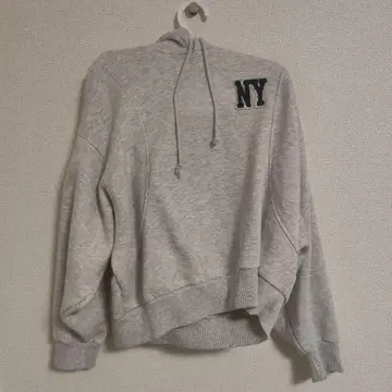 ZARA NY 로고 그레이 후드티 US L