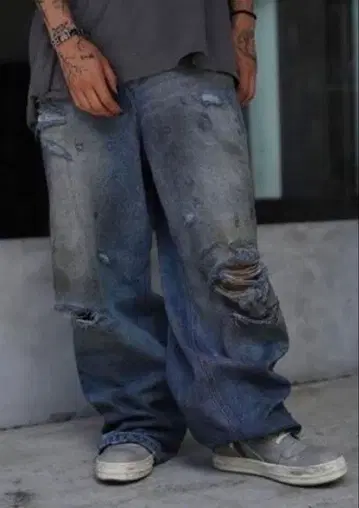 완판! FR(13) NDS 프렌즈 HDK 데미지 와이드 팬츠