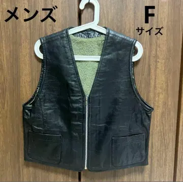 남성용 블랙 가죽 베스트 F 사이즈