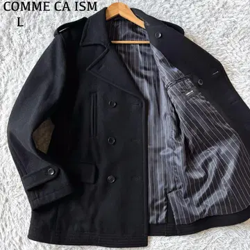 컨디션 최상 COMME CA MEN 멜톤 더블 코트 램 가죽 블랙 L