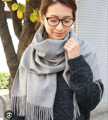 컨디션 최상 유나이티드 애로우즈 캐시미어 100% 대형 머플러 그레이