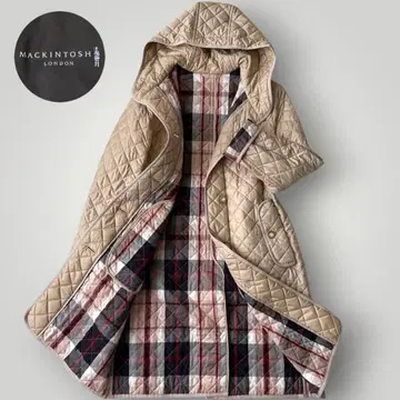 새상품급 매킨토시 런던 퀼팅 후디드 코트 베이지 38