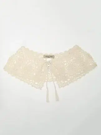 새상품 사만사 모스모스 손뜨개질 크로셰 레이스 부착 카라 아이보리