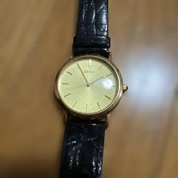 SEIKO 쿼츠 아날로그 손목시계 골드/블랙 정크