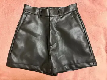 THE TOE 숏팬츠/S/인조 가죽 블랙