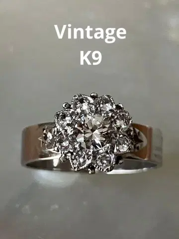 K9 9ct WG 화이트 골드 빈티지 반지